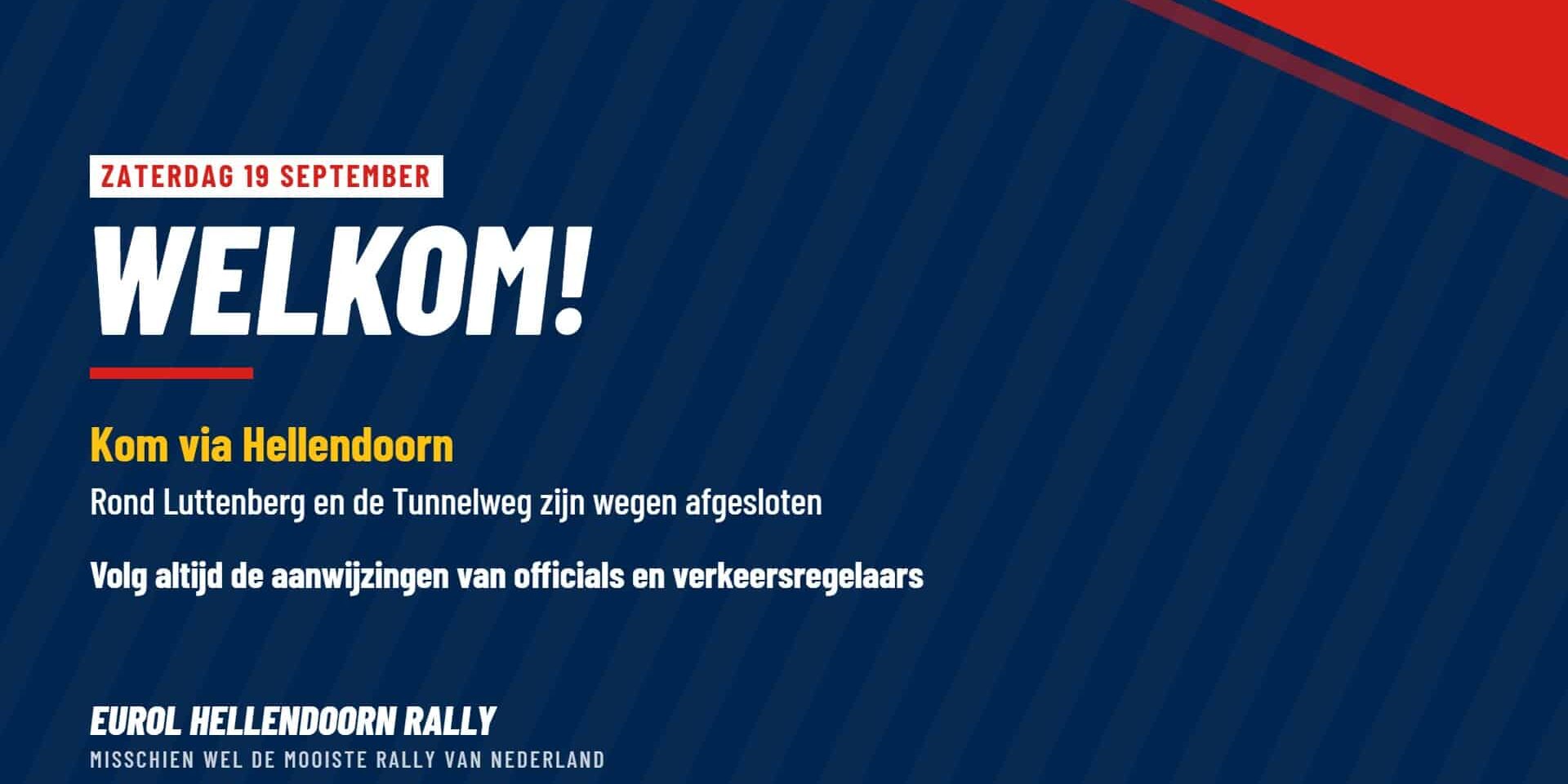Welkom zaterdag Welkom op de Eurol Hellendoorn Rally, kom via Hellendoorn